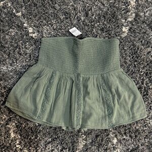 American Eagle Outfitters Olive Green Smocked Peplum Top